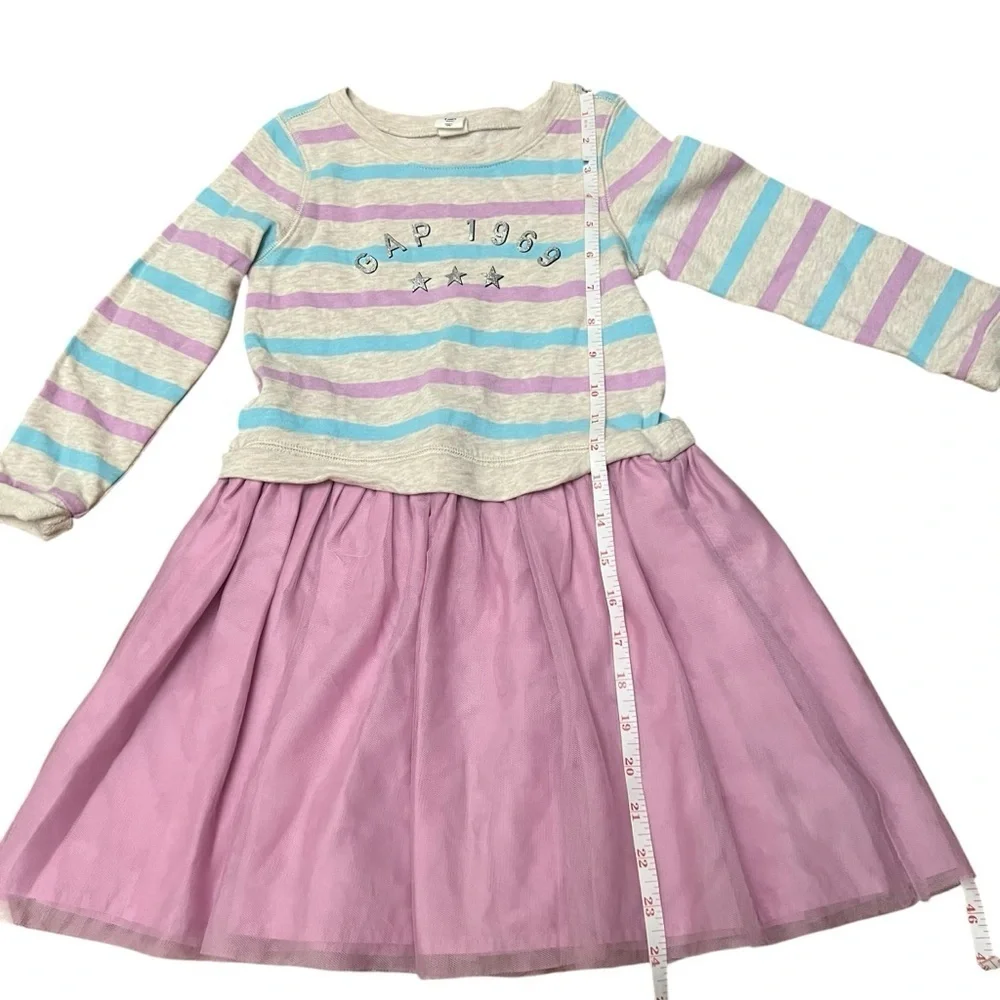 GAP|Kids Blue and Pink Long Sleeve Sweater Dress-Size 5 years